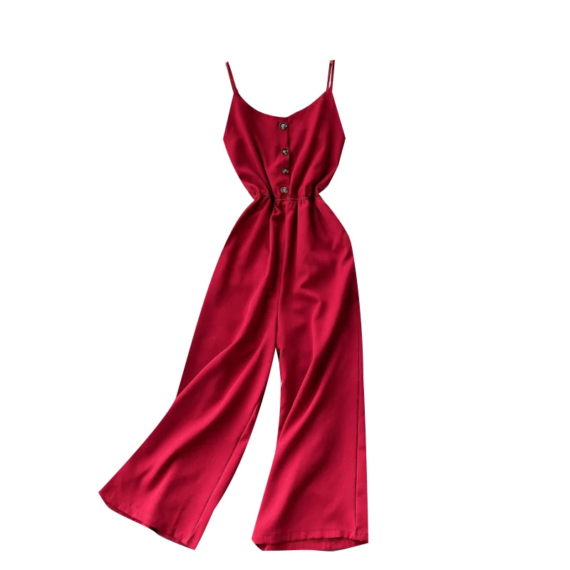 

Sexy Backless Spaghetti Strap Jumpsuit Women's Summer Fashion Korean High Waist Off Shoulder Overalls Female Wide Leg Jumpsuits