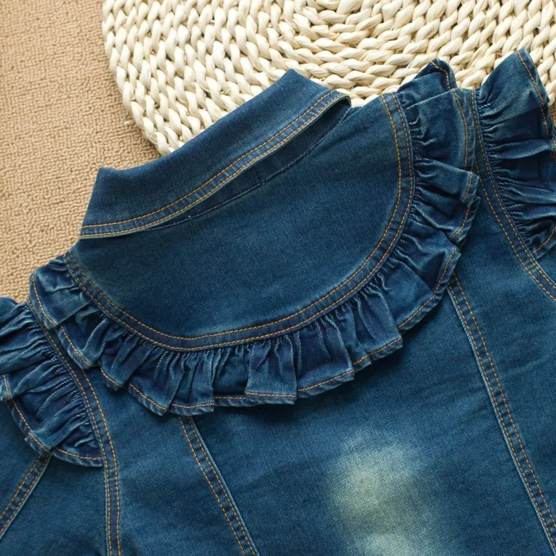 Детская джинсовая куртка с отложным воротником осень 2019 | одежда и обувь