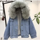 Теплая женская зимняя мотоциклетная бархатная куртка, женская короткая куртка с отворотами на меху, толстая Корейская версия, бархатная джинсовая куртка, куртка-бомбер