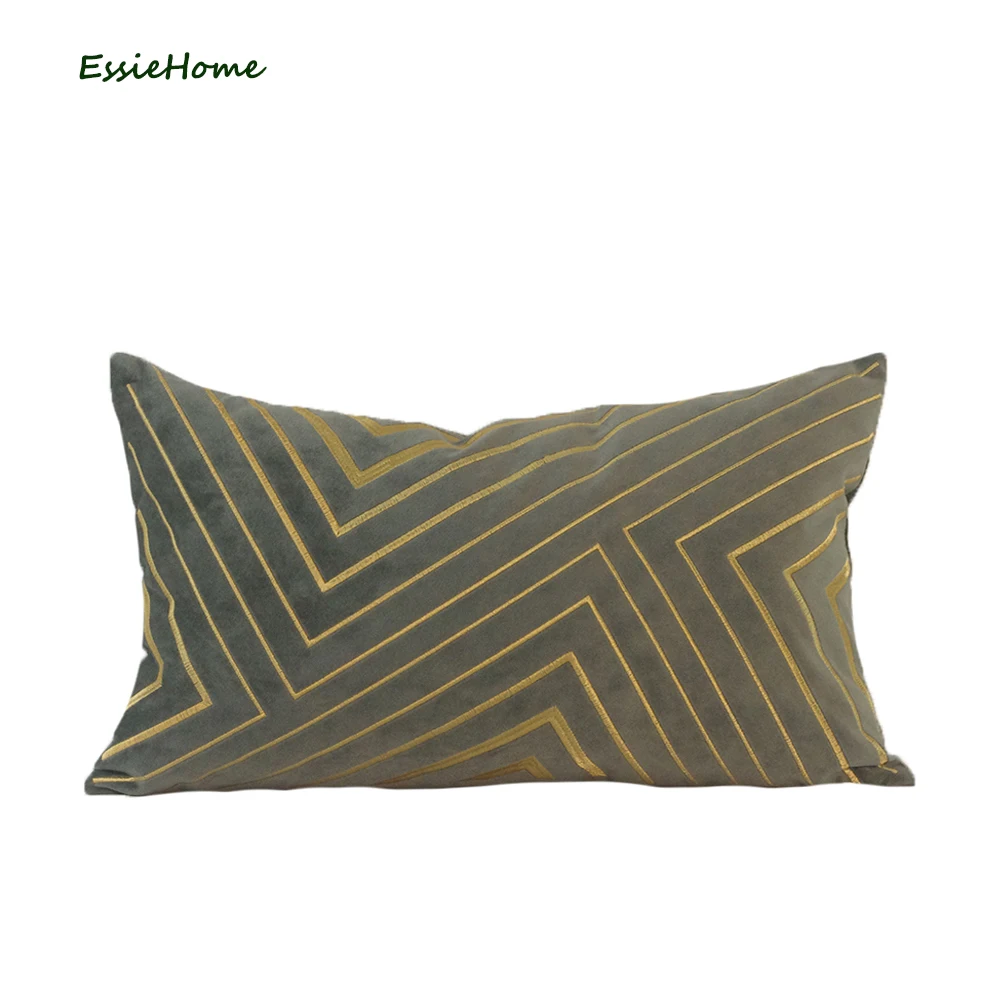 ESSIE HOME Dary серый бархатный золотой чехол для подушки с вышивкой дивана домашний