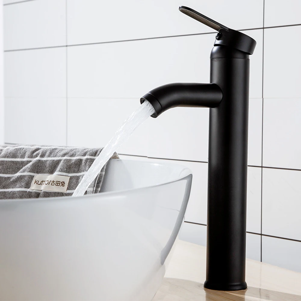 TP-8012 Black Faucet Stainless Steel Paint Bathroom Basin Faucets Blacked Hot Cold Mixer Tap Single Hole | Обустройство дома