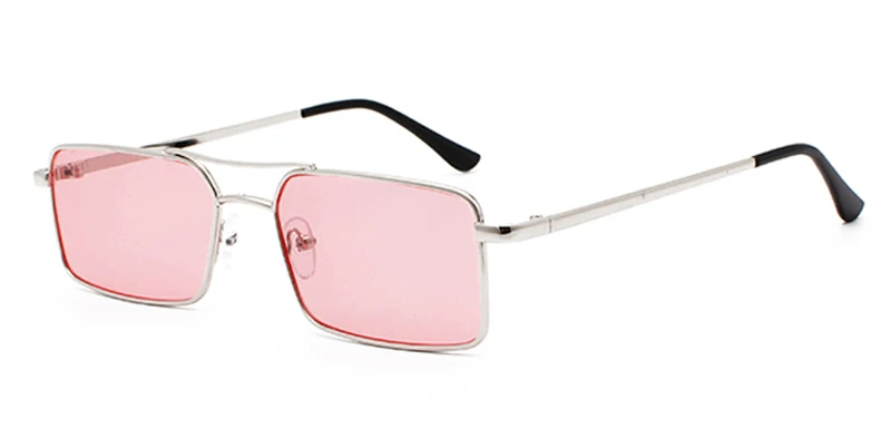 silver with pink Peekaboo мужские прямоугольные Солнцезащитные очки женские Ретро золотые металлические прозрачные красные желтые синие мужские солнцезащитные очки Квадратные летние аксессуары - Цвет линз: silver with pink