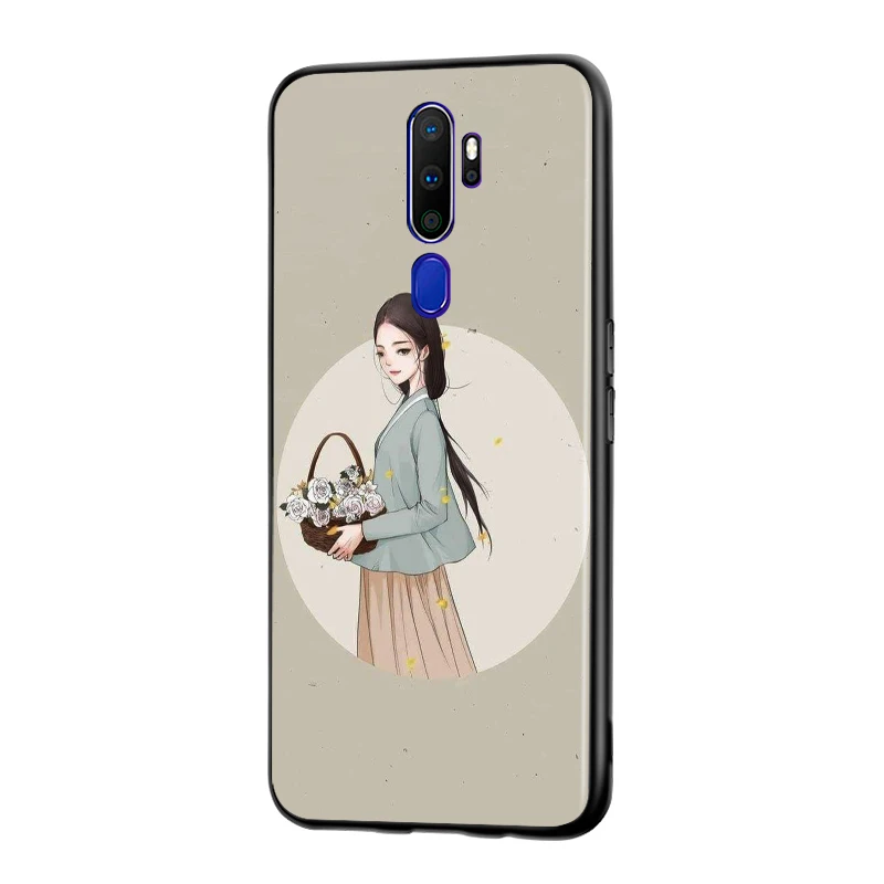 Black TPU Soft Cover Beauty of Chinese ink painting for OPPO A9 2020 Reno 10X ZOOM ACE 4 3 2 Z F Pro 4G 5G Phone Case