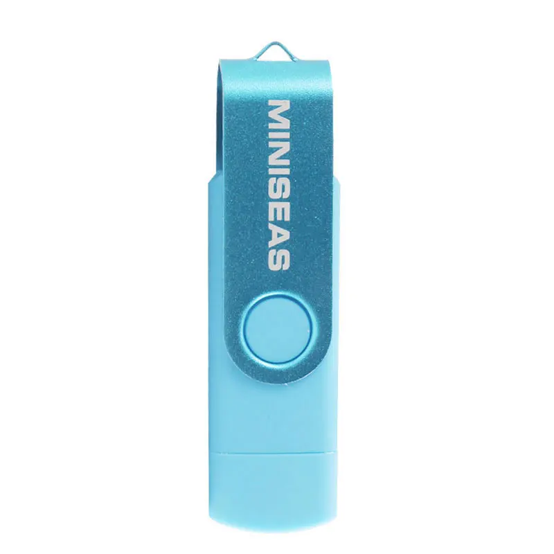 Light blue Usb флеш-накопитель Miniseas, 8 цветов, вращение, OTG, телефон, ручка-накопитель, 4 ГБ, 8 ГБ, 16 ГБ, 32 ГБ, 64 ГБ, память, Usb флешка флеш-накопитель - Цвет: Light blue