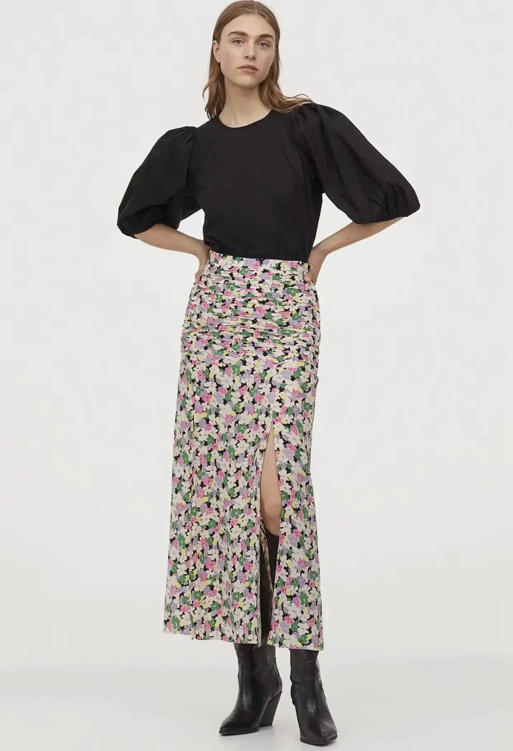 Женская винтажная юбка миди в английском стиле с цветочным принтом faldas mujer moda 2020