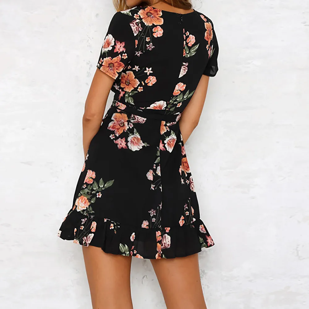 Женское платье с цветочным принтом в стиле бохо Элегантное повседневное