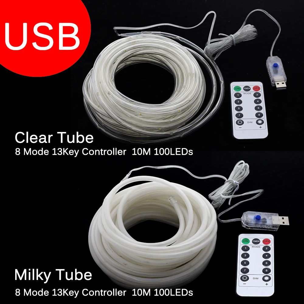 Уличная Водонепроницаемая трубчатая светодиодная гирлянда 10 м 100