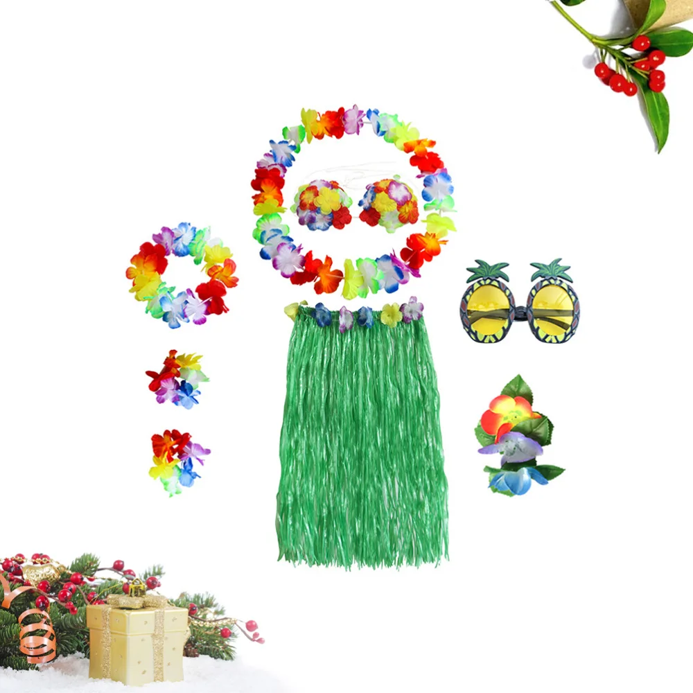 8 шт. пляжный костюм гавайской хулы платье танцевальная юбка хула из тропической