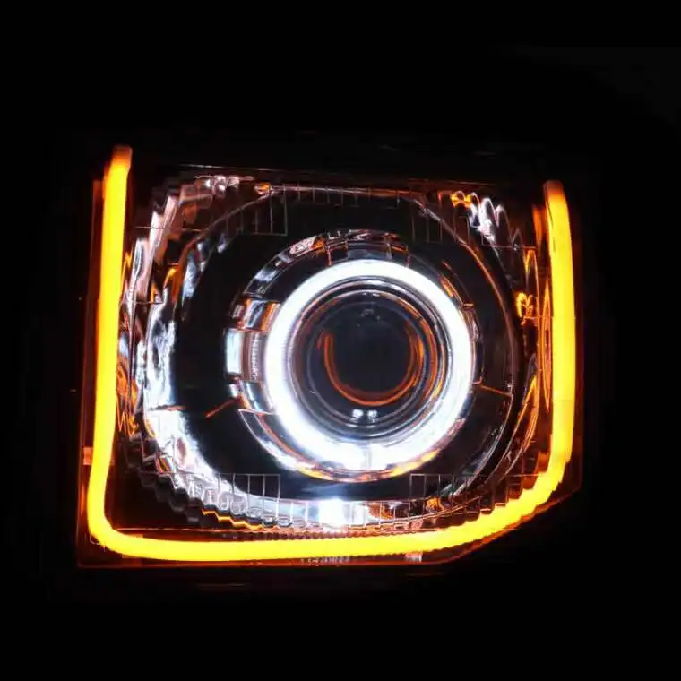 

RQXR светодиодная ксеноновая фара в сборе ангельские глазки дневные ходовые огни сигнал поворота Bi-lens для mitsubishi pajero montero V31 V32 V33