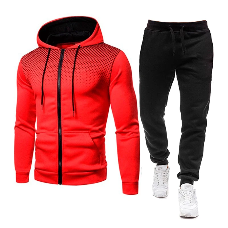 

Conjunto de treino masculino polister 2021 novo outono 2 pea conjunto sportwear roupas masculinas casuais moletom + calas 3d