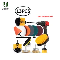 untior power scrubber brush set car polisher bathroom cleaning kit bathroom kitchen cleaning tools multi purpose drill brush set