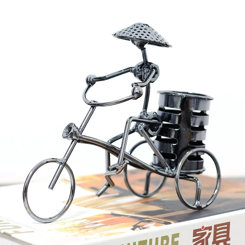 

Nordic Decor Accesories For Home Iron Crafts Three-Wheeled Shape Pen-Holder Desk Accessories Statue Office Table Use Figurine