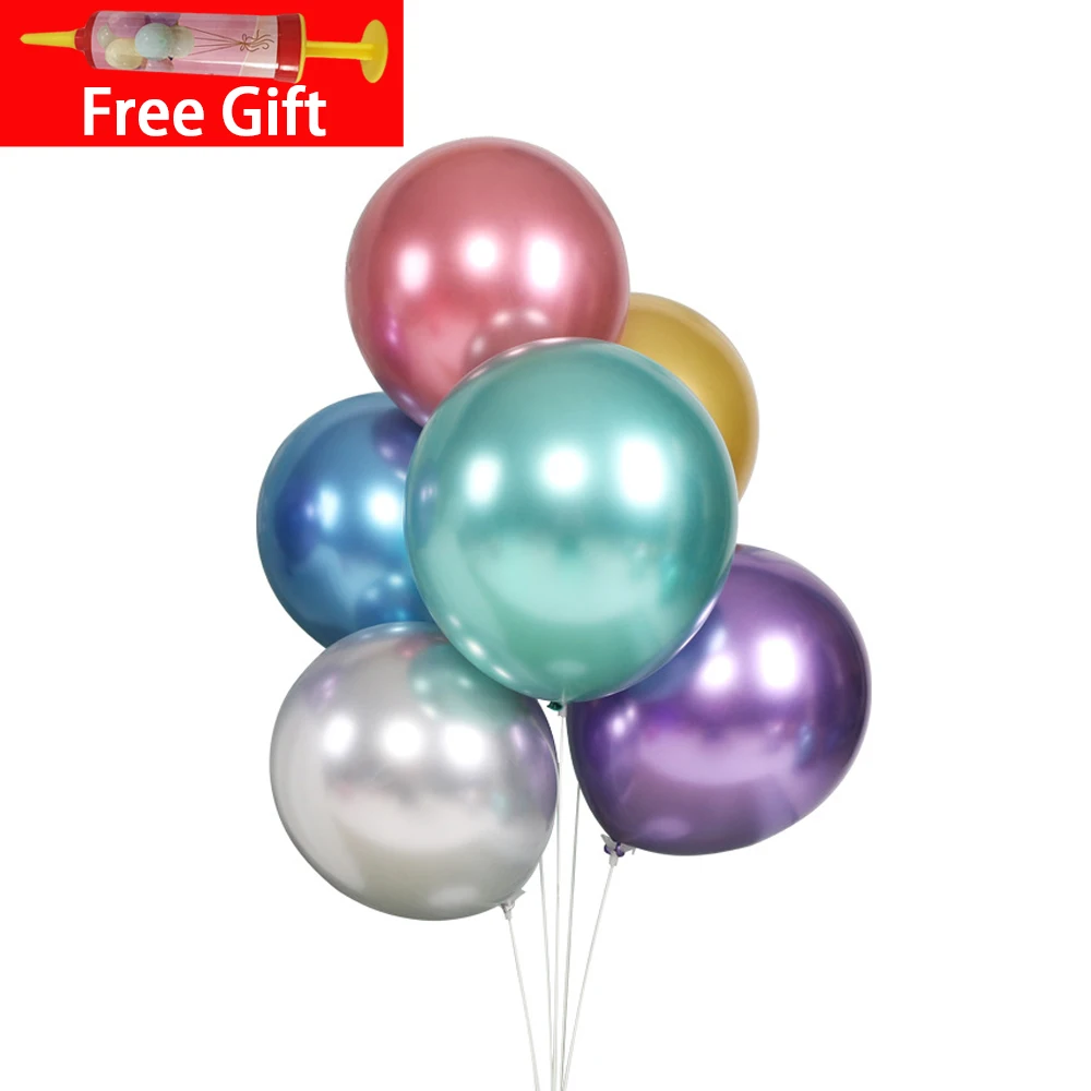 

50pcs Metallic Gold Silver Green Purple Ballon Wedding Happy Birthday Latex Balloons Metal Chrome Balloon Air Helium Baloon