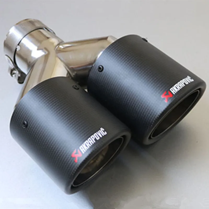 1 шт. Универсальный двойной akrapovic выхлопная насадка матовое углеродное волокно выхлопной трубы quad AK глушитель