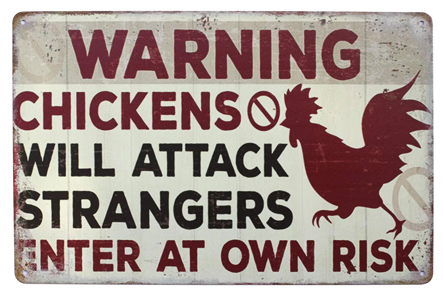 

Warning Chickens Will Attack Strangers Enter at Own Risk Funny Vintage Metal Tin Sign Rural Retro Rooster Plaque Farm Home Wall
