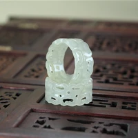 natural hetian jade ring handmade hollow out sculpture simple jade ring men party wedding jewelry gift rings for woman