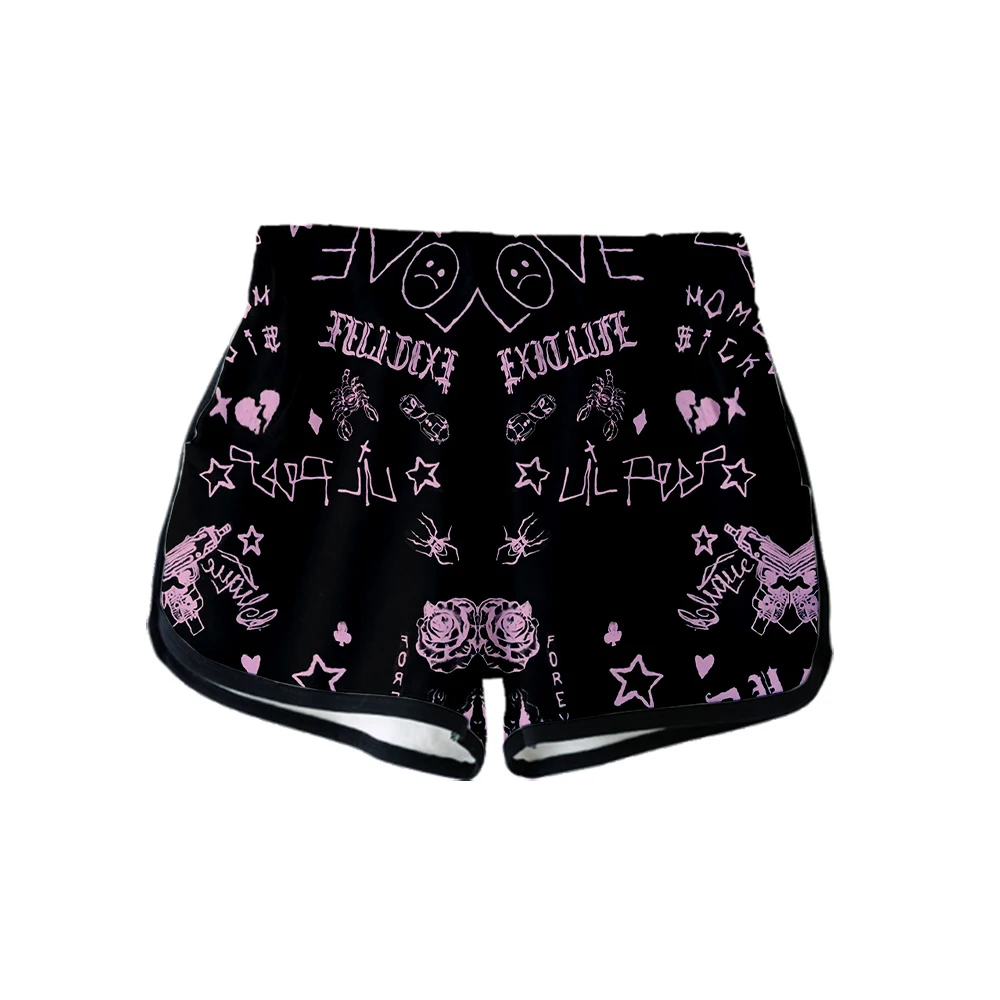 Pantalones cortos góticos de la cantante de Hip hop lil peep para mujer, moda informal, Kpop, Sexy, ajustados, 3D