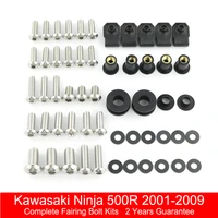 fit for kawasaki ninja 500r 2001 2009 complete full fairing bolts kit motorcycle stainless steel side covering bolts clips nuts