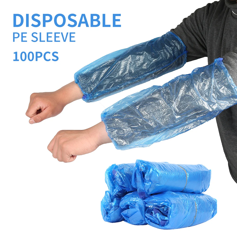 

100Pcs Disposable Arm Sleeves Waterproof Plastic Oil-proof Household Oversleeve Cleaner Long Sleeve Sleeves Cleaning Supplies