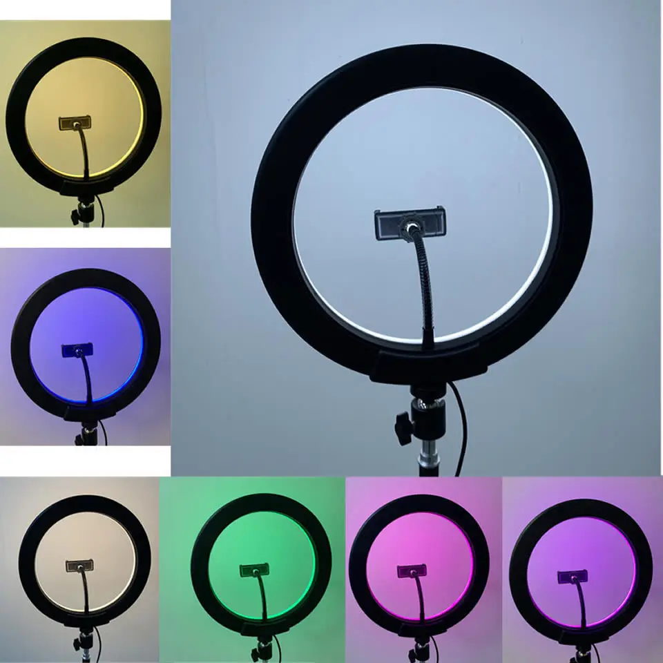 Белый/теплый белый/RGB красочный светодиодный кольцевой светильник 10 дюймов 160 см