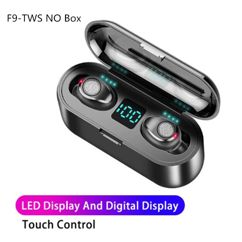 F9 TWS earphones F9 TWS беспроводные наушники Hifi Bluetooth наушники сенсорные спортивные наушники Поддержка siri с микрофоном зарядный чехол для redmi air dots - Цвет: F9 TWS earphones