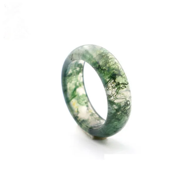 Dark green Кольцо из натуральной водной травы, агата, мох, агат, халцедон, кольцо для влюбленных мужчин и женщин, кольца из натурального камня, натуральный нефрит, ювелирные изделия, добавить сертификат - Цвет камня: Dark green