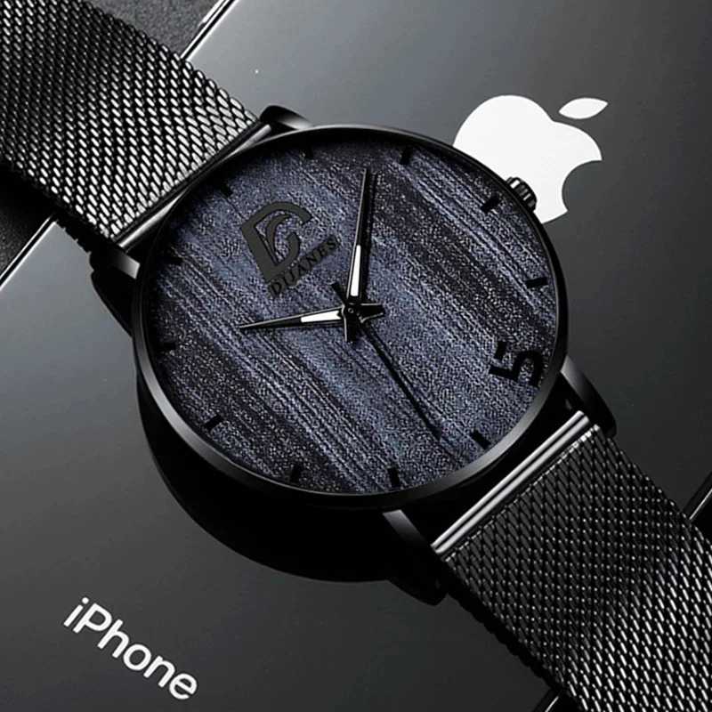 reloj hombre New Mens Fashion Ultra Thin Minimalist Stainless Steel Mesh Belt Quartz Watch Men Leather Watches relogio masculino