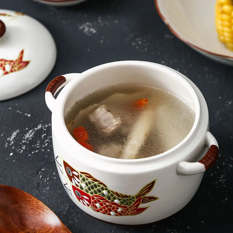 Керамическая кастрюля для супа тушения молока птичье гнездо тушение с крышкой