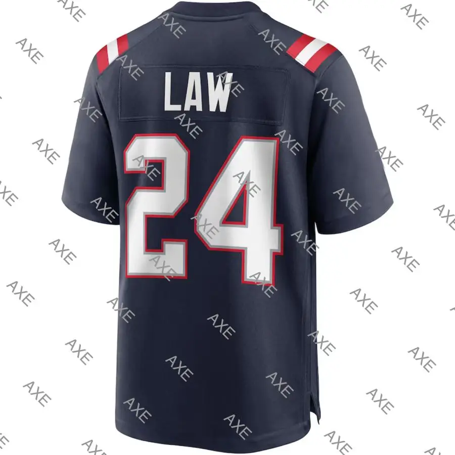 

Customized Embroidery Letters American Football Jersey New England Ty Law White Blue Men's Player Jersey