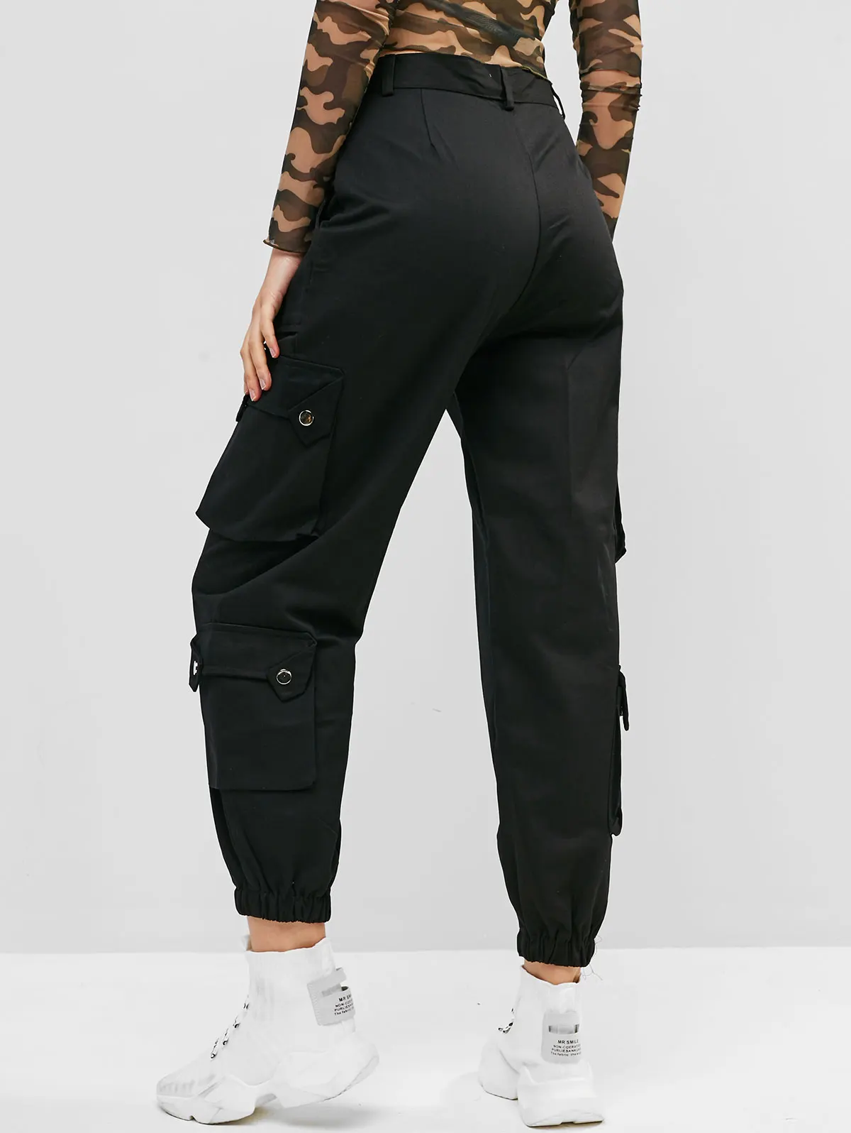 ZAFUL с карманами, одноцветные штаны для бега, свободные, высокая талия, брюки-карго, хип-хоп штаны с карманами, женская уличная одежда на молнии, туника, брюки