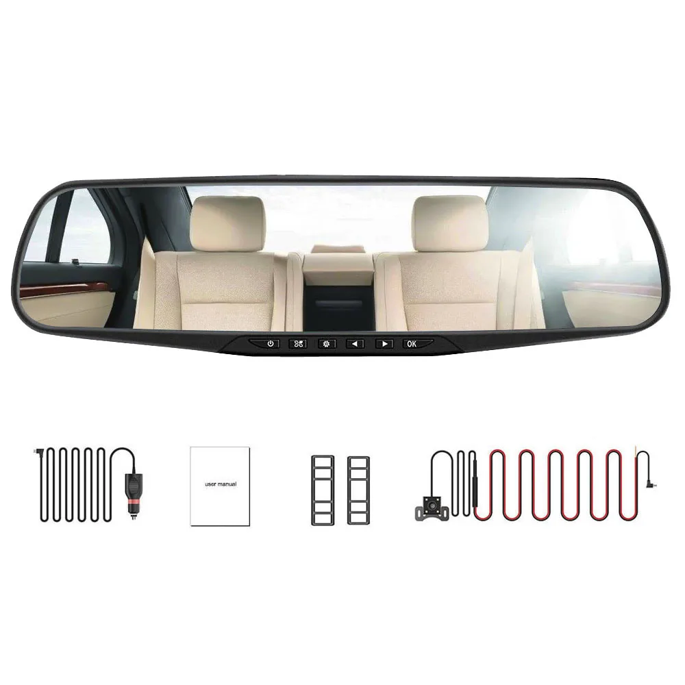 TAVIN Видеорегистраторы для автомобилей Двойной объектив Dash Cam Камера Full HD 1080P 4 3