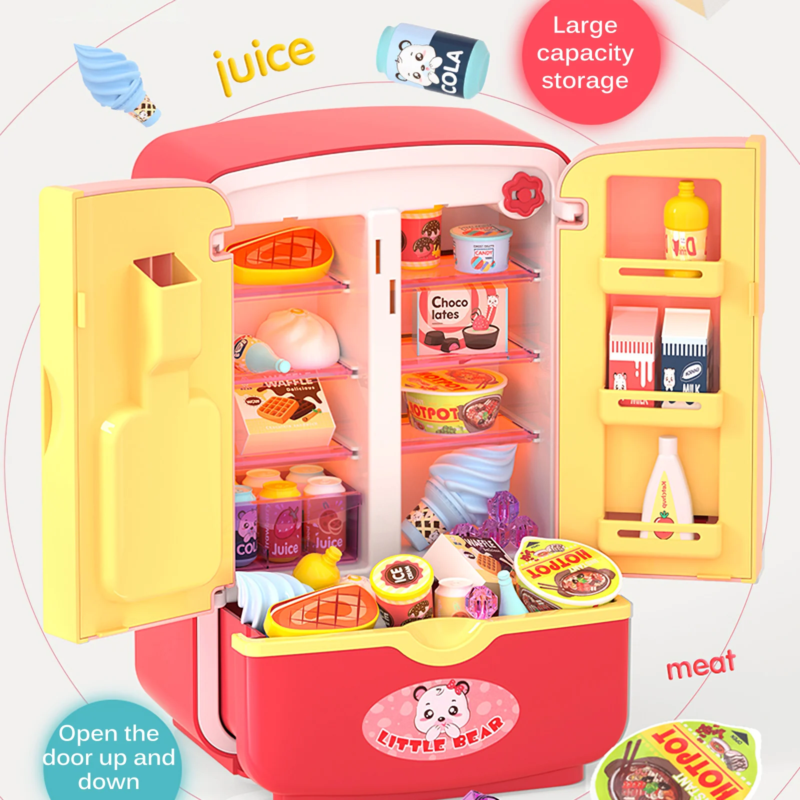 

19pcs Kids Educational Colorful Interactive Interesting Simulation Refrigerator Kitchen Toy With Multiple Food Items Role Play