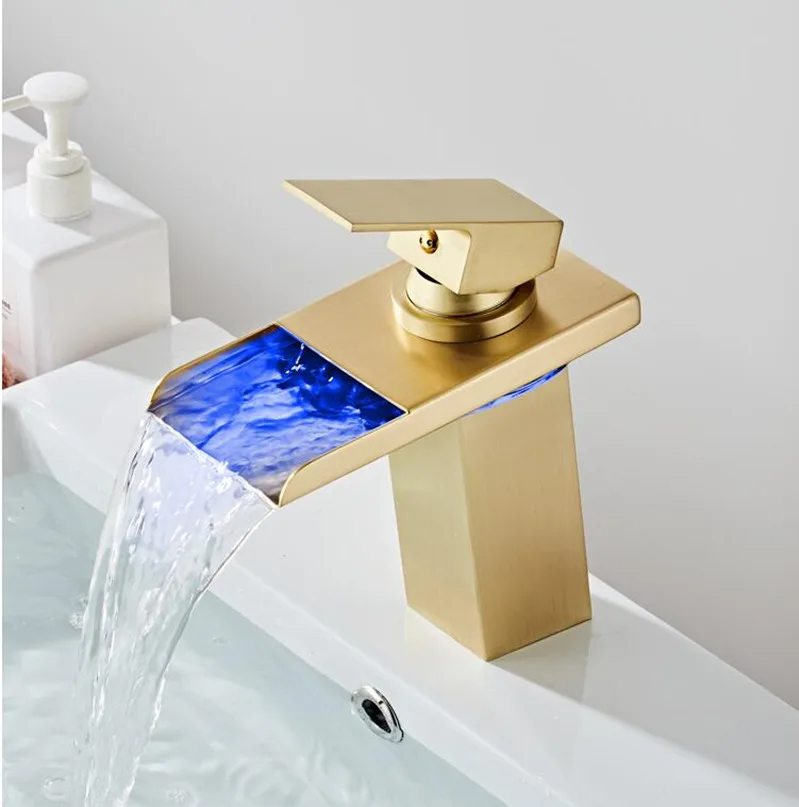 СВЕТОДИОДНЫЙ черный смеситель для раковины ванной комнаты горячей и холодной