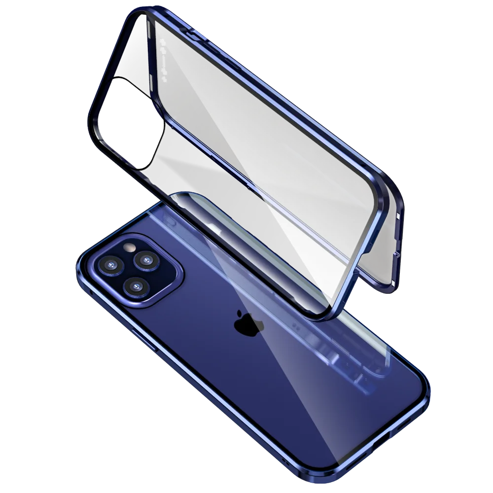 

For iphone 12 Mini Magnetic Case iphone12 Front+Back double-sided 9H Tempered Glass Case for iphone 12 Pro Max Metal Bumper Case
