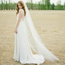 Lange Tulle Wedding Veils Een Layer Met Kam Wit Ivoor Bridal Veil Voor Bruid Bruiloft Accessoires