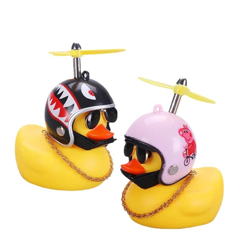

Rubber Duck Toy Car Ornaments Yellow Duck Car Dashboard Decorations Cool Glasses Duck with Propeller Helmet