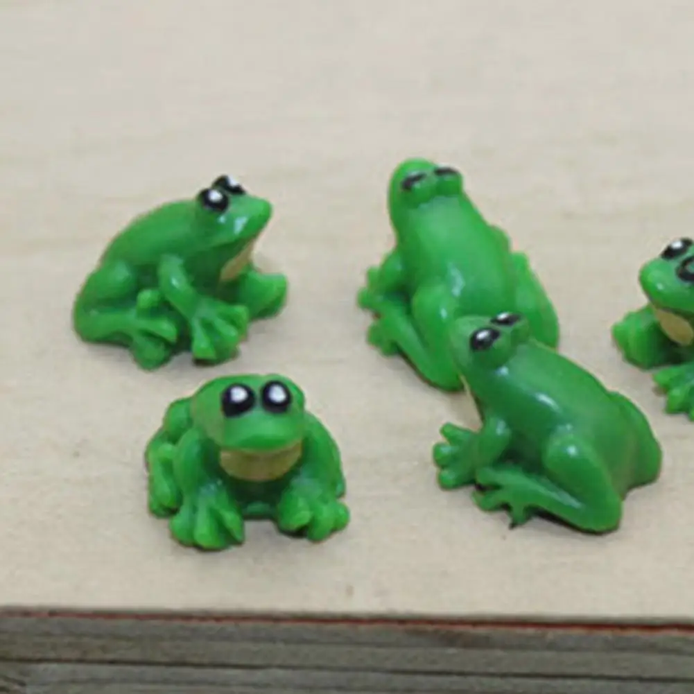 5 Piece Frog Prince Froggy Pond Animal Small Resin Ornament Crafts Pasture Mini Statue Figurine Minerva Farm Field Decor