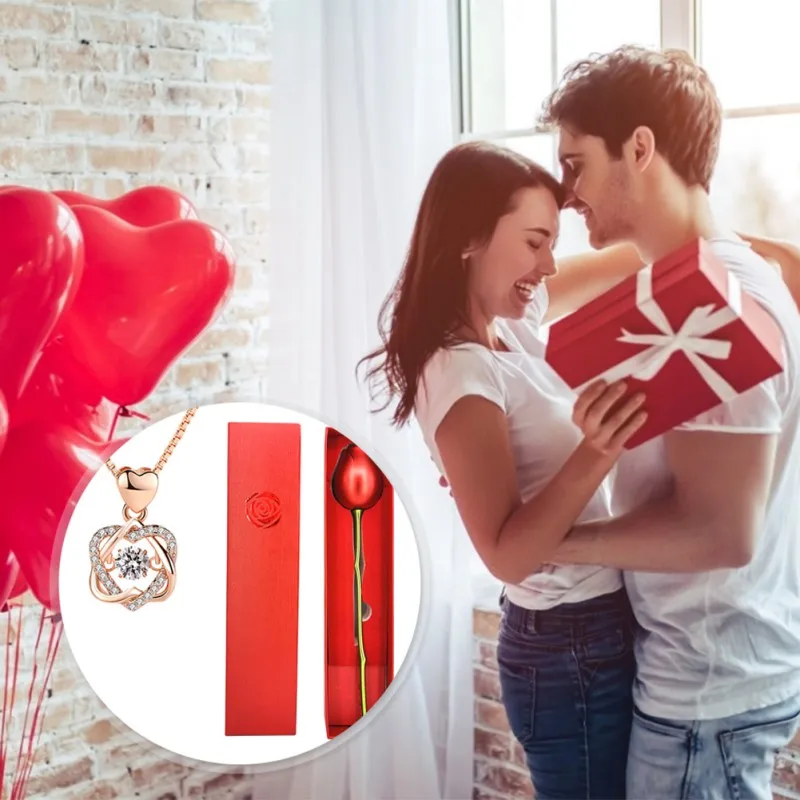 

Hot New Valentines Necklace Romantic Rose Girlfriend Birthday Gifts Girls Graduation Gifts Valentines Party Supplies