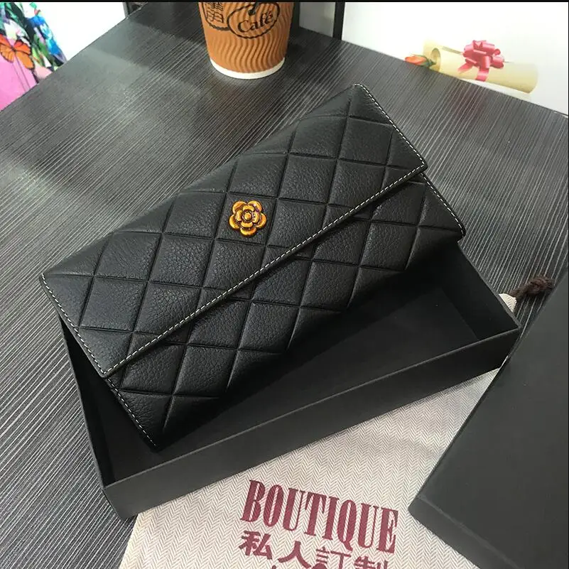 Сан Мари женские кошельки и сумки в клетку натуральной кожи Длинный кошелек