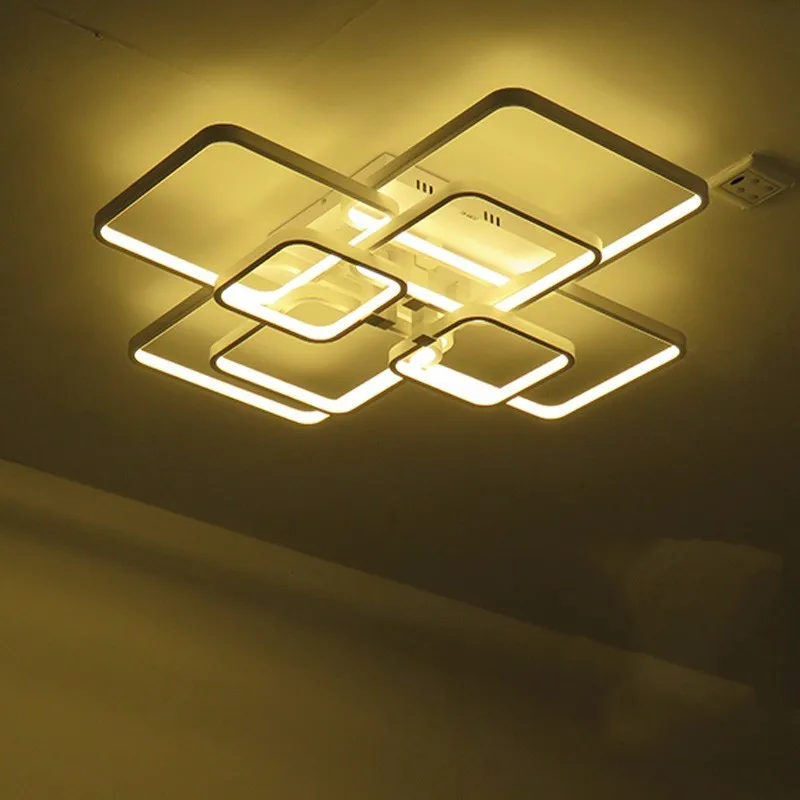 Okudo прямоугольник современных LED потолочные светильники для гостиной белый