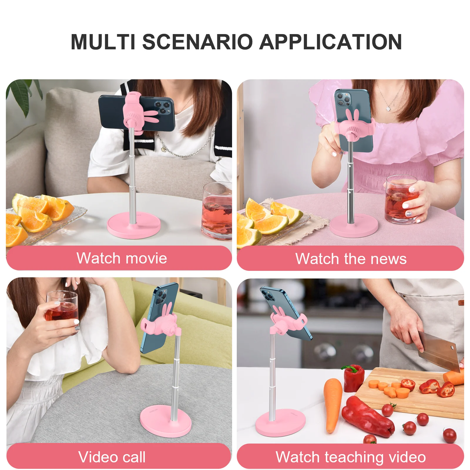 oatsbasf 2022 cute desktop phone holder cell phone stand for iphone xiaomi huawei samsung adjustable bunny phone clip holder free global shipping