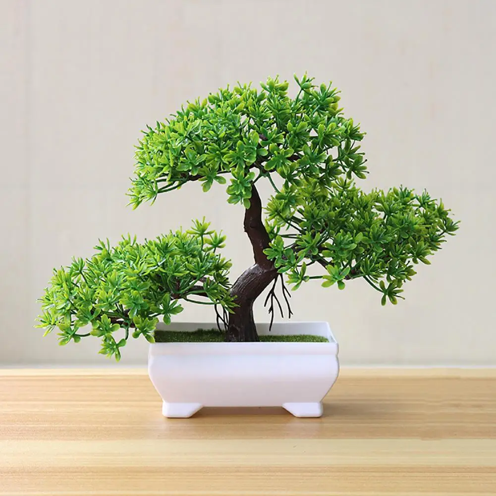 

Realistic Artificial Green Pot Welcoming Pine Emulate Bonsai Simulation Artificial Potted Plant Ornament Home Decoration