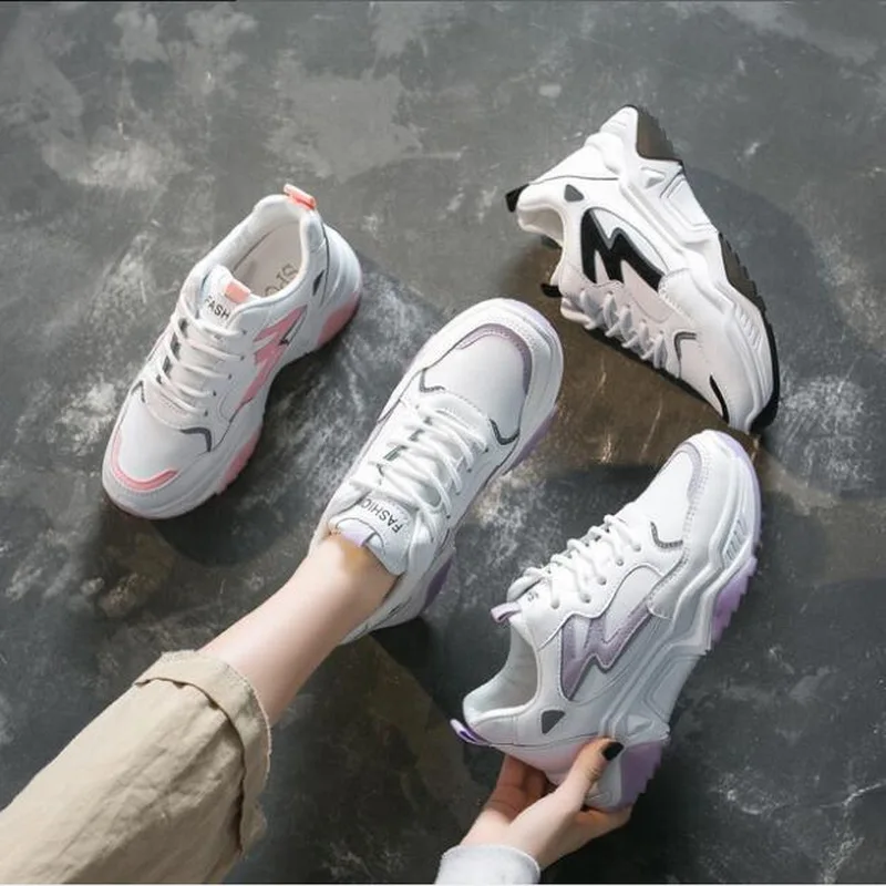 Женские сетчатые кроссовки однотонные черные/фиолетовые/розовые удобная обувь