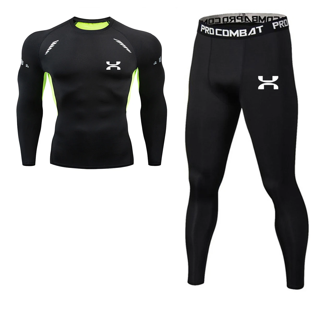 

2 Ps/set Inverno Roupa Interior Trmica Dos Homens de Compresso Esportes Terno Longo Johns Roupas de Corrida Desgaste Do Espor