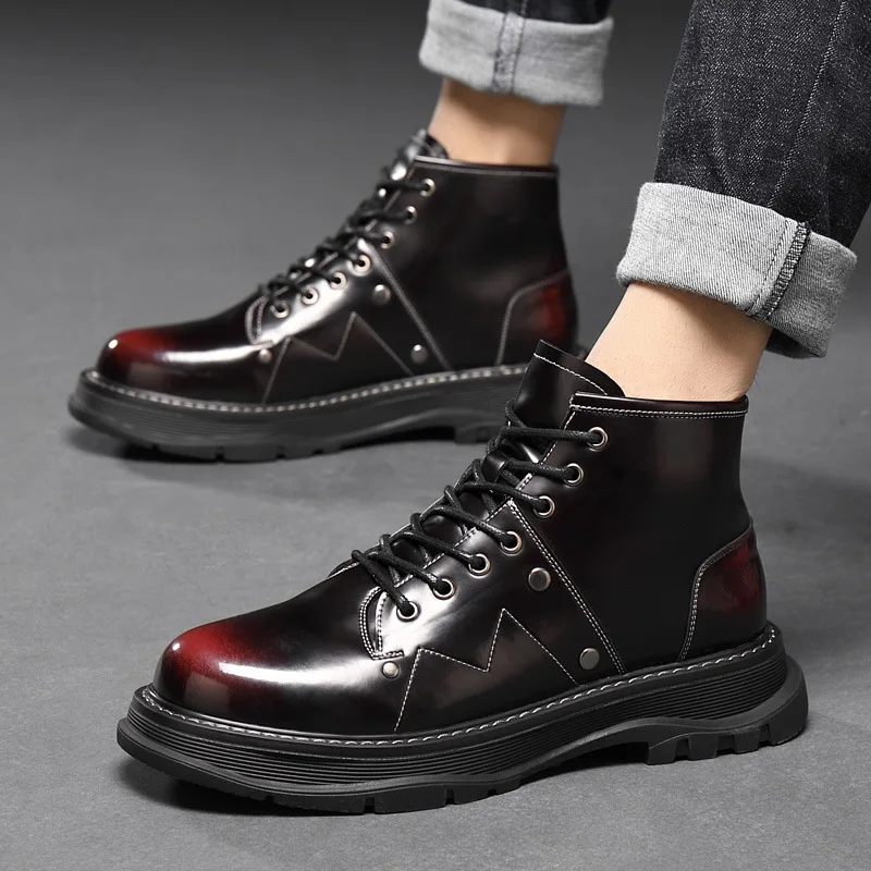 Высококачественные винтажные мотоциклетные ботинки Мужские кожаные Сезон осень