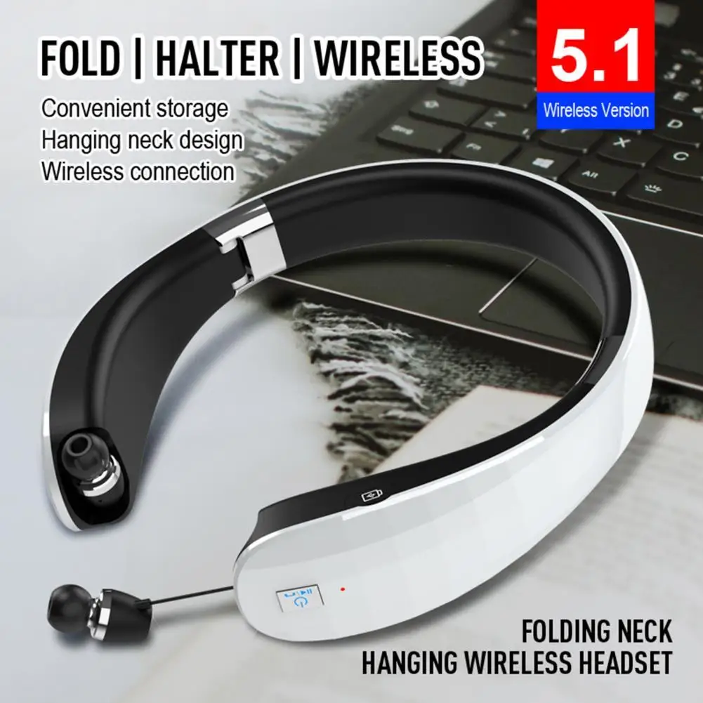 

LZ-16 Neckband Earphone Bluetooth-compatible 5.1 Long Endurance ABS Handsfree Support TF Card Wireless Headphone for Music