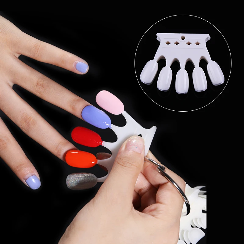 10 шт Поддельные кончики для нейл-арта круглой формы цветные карточки практики