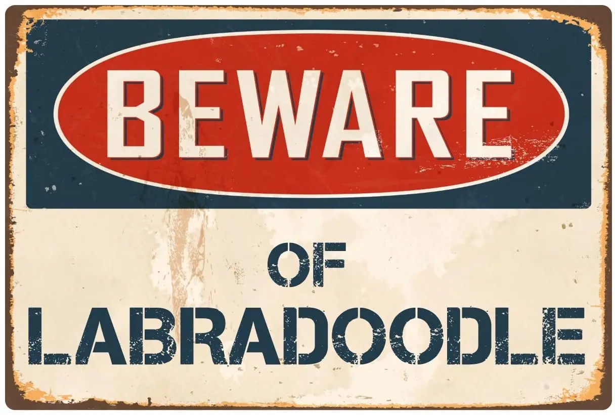 

StickerPirate Beware of Labradoodle 8 x 12 Vintage Aluminum Retro Metal Sign VS85