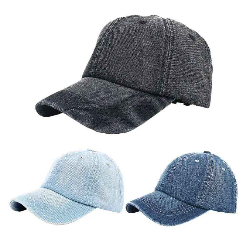 Винтажная Потертая джинсовая регулируемая бейсболка с люверсами для мужчин и