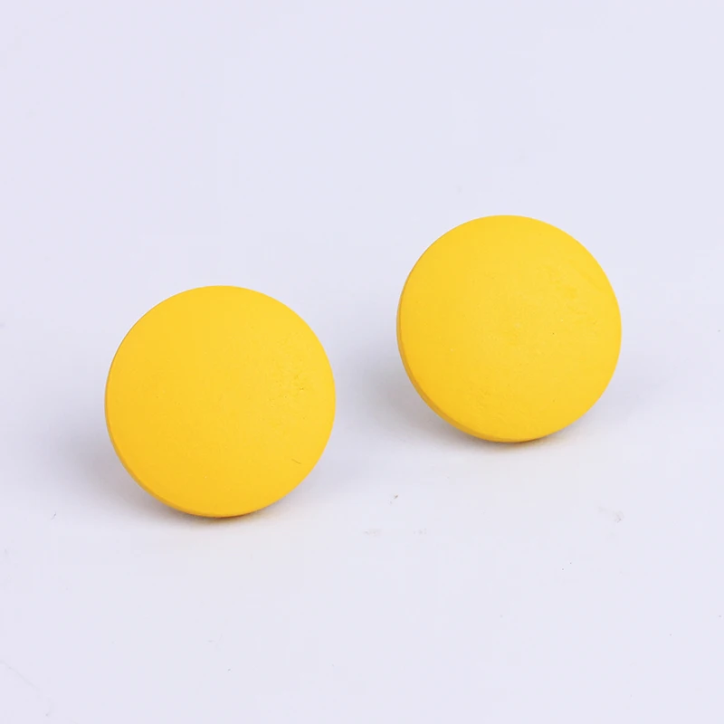 YAMEGA Korean Simple Design Log Wooden Earrings Red Brown Round Wood Alloy Earring Female Trendy Jewelry For Women Girls Gifts